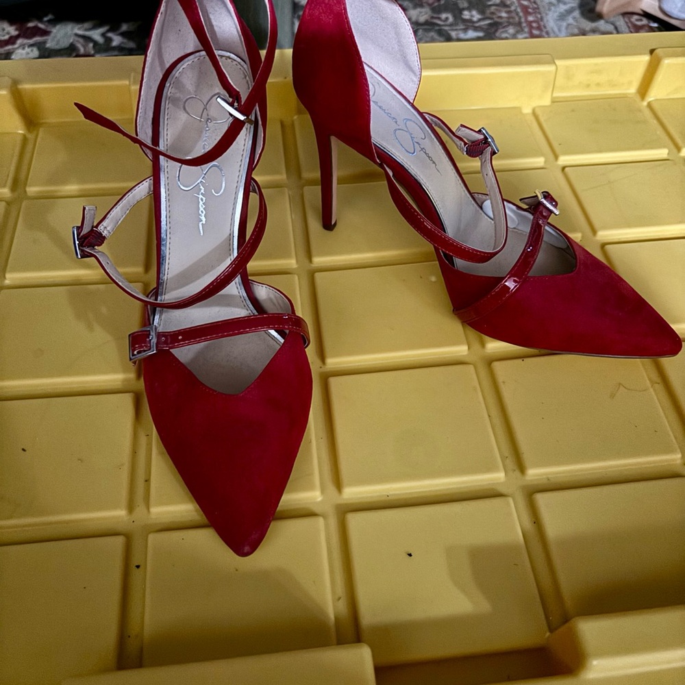Red Suede Women's Heels
